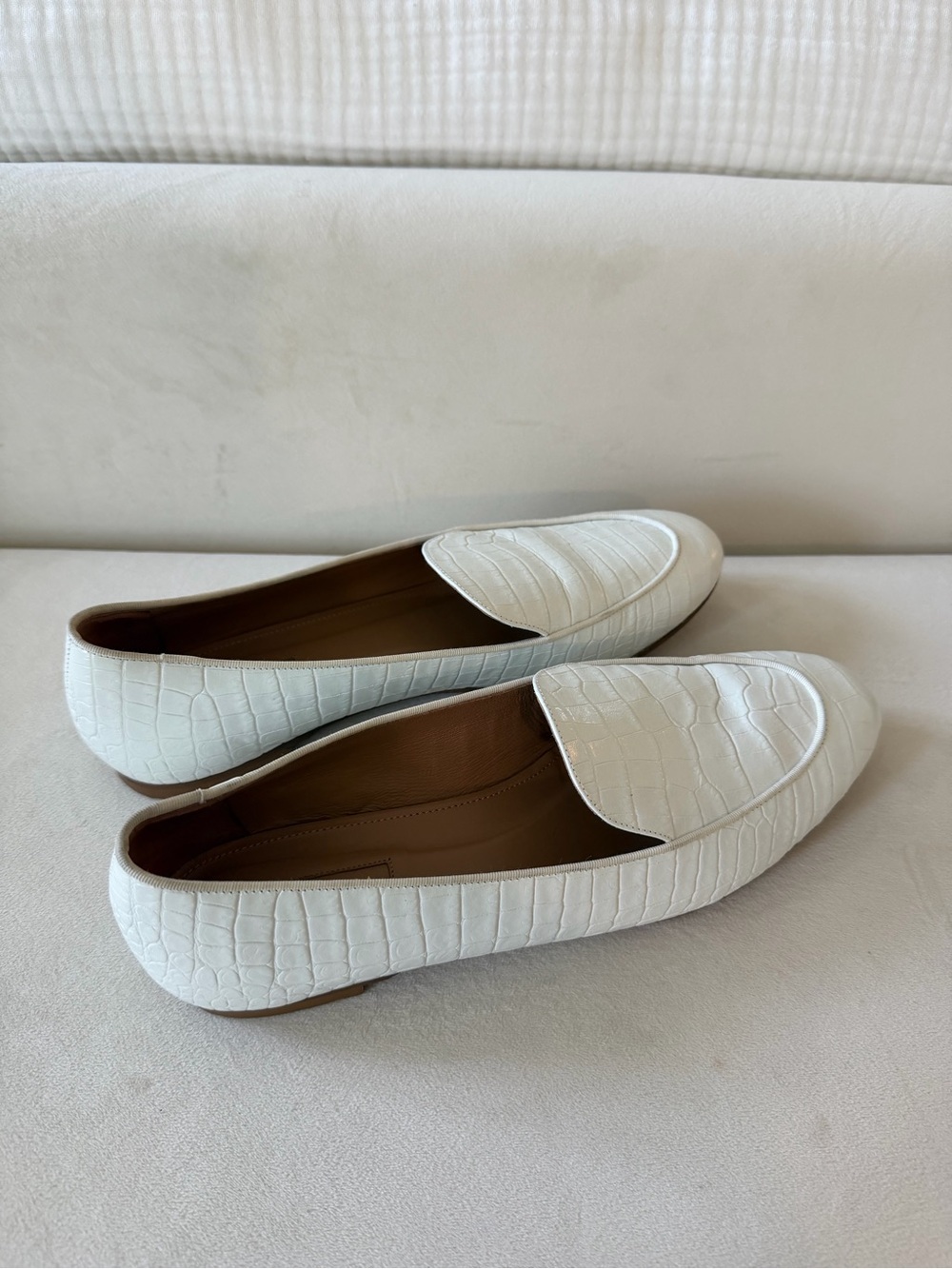 Aquazzura White Croc Embossed Loafers - Picture 4 of 5